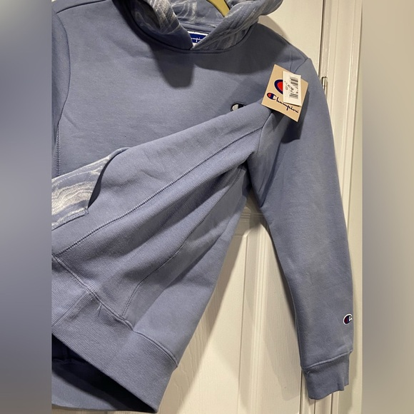 NWT Champion Size M Dusty Blue Marble Flow Recerse Weave Hoodie Kangaroo Pocket - Picture 6 of 14